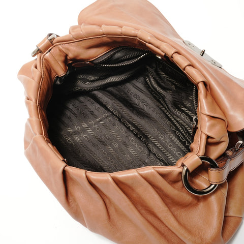 PRADA leather one belt Shoulder Bag Brown WS28264