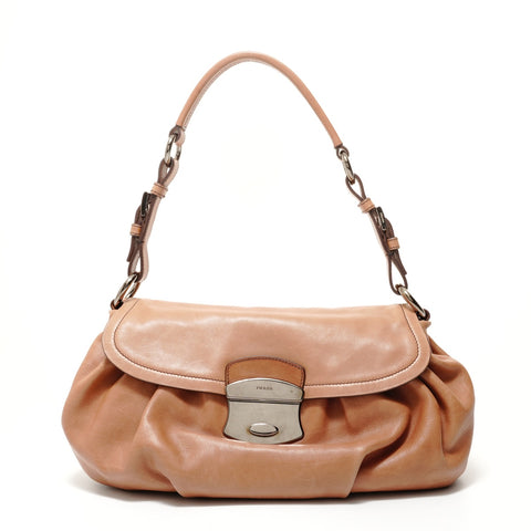 PRADA leather one belt Shoulder Bag Brown WS28264