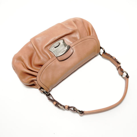 PRADA leather one belt Shoulder Bag Brown WS28264