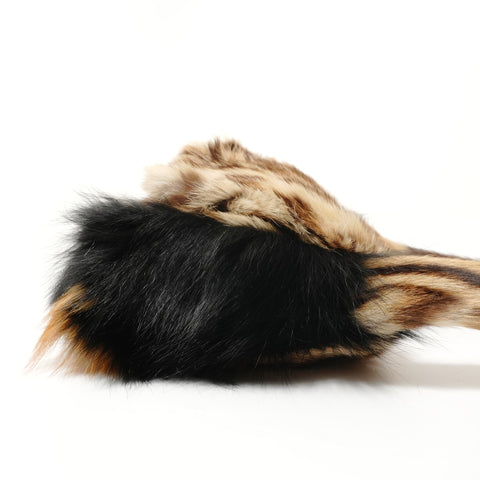 FENDI Leopard Pattern Rabbit Fur Shoulder Bag Brown WS28265