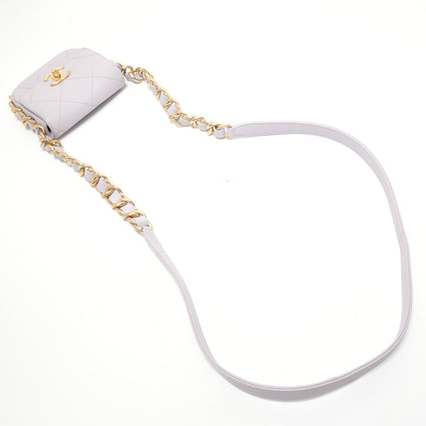 CHANEL 2022-2025 Mini Matelass Chain Shoulder Bag purple WS28266