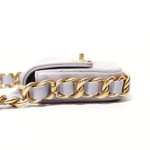 CHANEL 2022-2025 Mini Matelass Chain Shoulder Bag purple WS28266