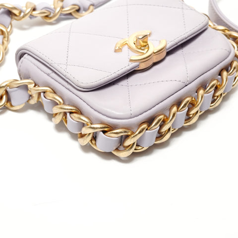 CHANEL 2022-2025 Mini Matelass Chain Shoulder Bag purple WS28266