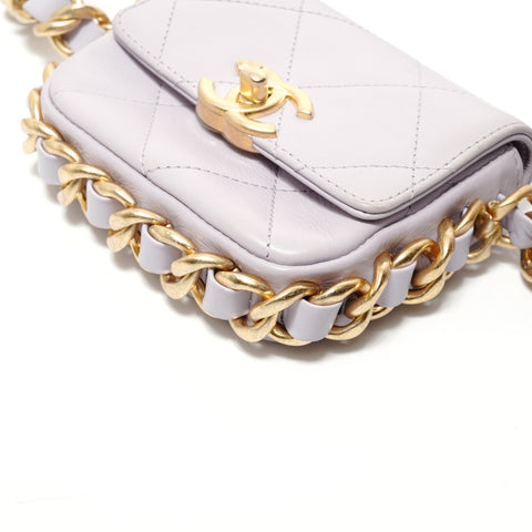 CHANEL 2022-2025 Mini Matelass Chain Shoulder Bag purple WS28266