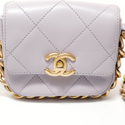 CHANEL 2022-2025 Mini Matelass Chain Shoulder Bag purple WS28266