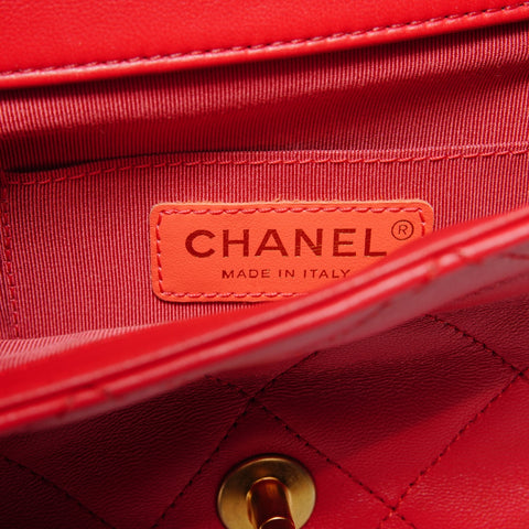 CHANEL Series 29 Matelass Circle Handle 2-way Handbag Red WS28267