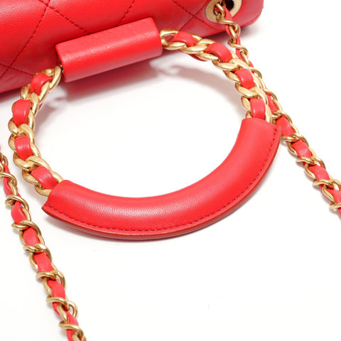 CHANEL Series 29 Matelass Circle Handle 2-way Handbag Red WS28267