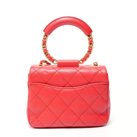 CHANEL Series 29 Matelass Circle Handle 2-way Handbag Red WS28267
