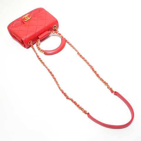 CHANEL Series 29 Matelass Circle Handle 2-way Handbag Red WS28267