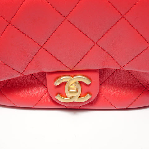 CHANEL Series 29 Matelass Circle Handle 2-way Handbag Red WS28267