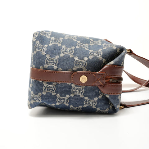 CELINE Macadam denim Shoulder Bag Navy WS28268