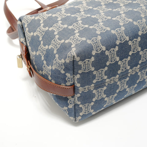 CELINE Macadam denim Shoulder Bag Navy WS28268
