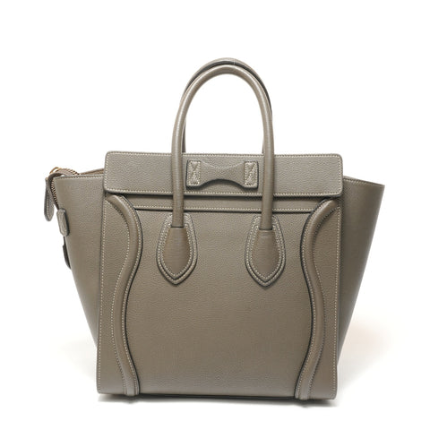 CELINE Luggage Micro Shopper Leather Khaki Handbag gray WS28270