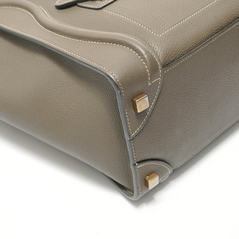CELINE Luggage Micro Shopper Leather Khaki Handbag gray WS28270