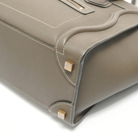 CELINE Luggage Micro Shopper Leather Khaki Handbag gray WS28270