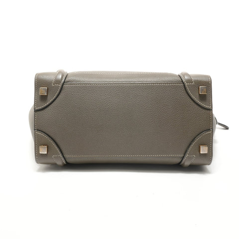 CELINE Luggage Micro Shopper Leather Khaki Handbag gray WS28270