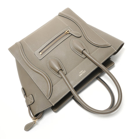 CELINE Luggage Micro Shopper Leather Khaki Handbag gray WS28270