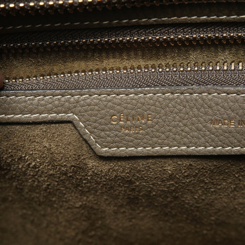 CELINE Luggage Micro Shopper Leather Khaki Handbag gray WS28270