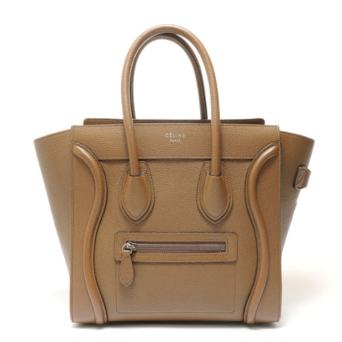 CELINE Luggage Micro Shopper Leather Handbag Brown WS28271