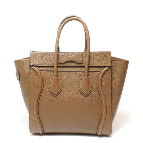 CELINE Luggage Micro Shopper Leather Handbag Brown WS28271