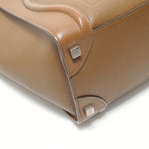 CELINE Luggage Micro Shopper Leather Handbag Brown WS28271