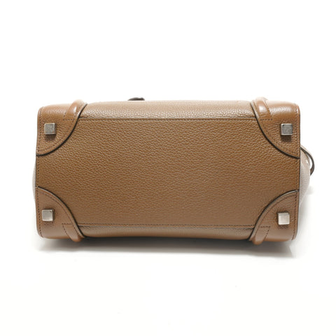 CELINE Luggage Micro Shopper Leather Handbag Brown WS28271