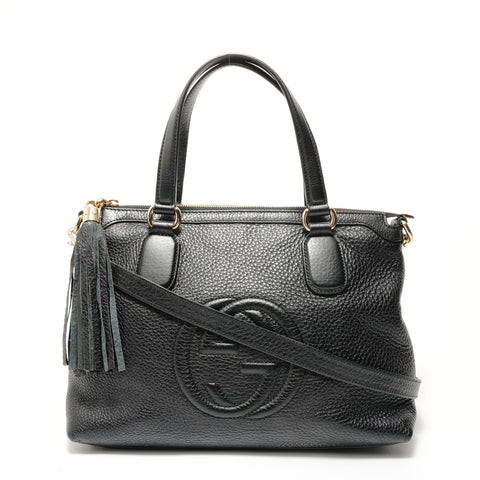 GUCCI Soho Leather 2way Handbag black WS28272