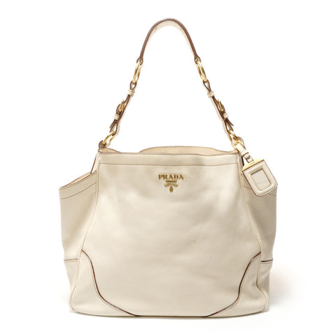 PRADA leather Shoulder Bag white WS28274