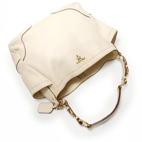 PRADA leather Shoulder Bag white WS28274