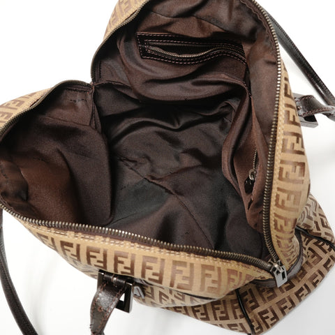 FENDI Zucchino Canvas Shoulder Bag Brown WS28275