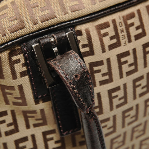 FENDI Zucchino Canvas Shoulder Bag Brown WS28275