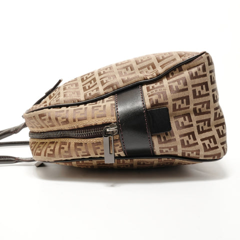 FENDI Zucchino Canvas Shoulder Bag Brown WS28275