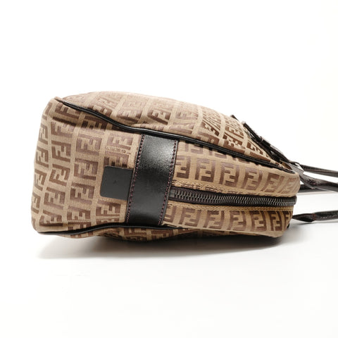 FENDI Zucchino Canvas Shoulder Bag Brown WS28275
