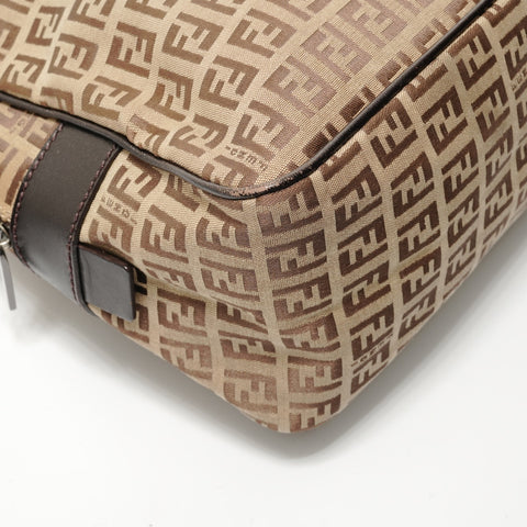 FENDI Zucchino Canvas Shoulder Bag Brown WS28275