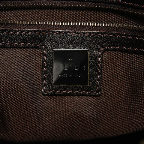FENDI Zucchino Canvas Shoulder Bag Brown WS28275