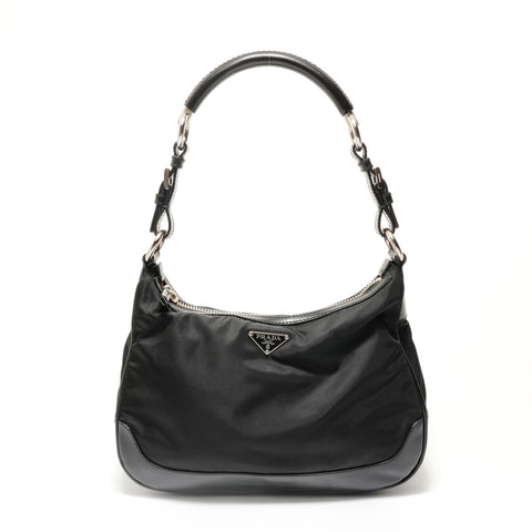 PRADA Nylon triangle logo Shoulder Bag black WS28284