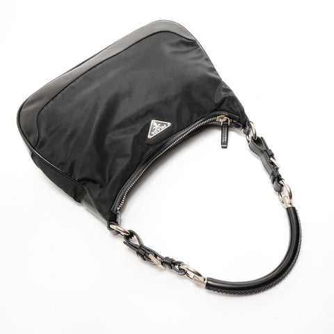 PRADA Nylon triangle logo Shoulder Bag black WS28284