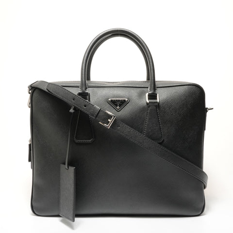 PRADA Saffiano leather briefcase Handbag black WS28285