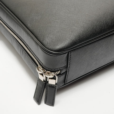 PRADA Saffiano leather briefcase Handbag black WS28285