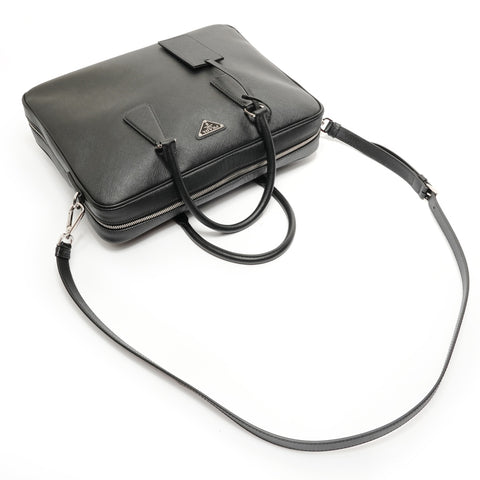 PRADA Saffiano leather briefcase Handbag black WS28285