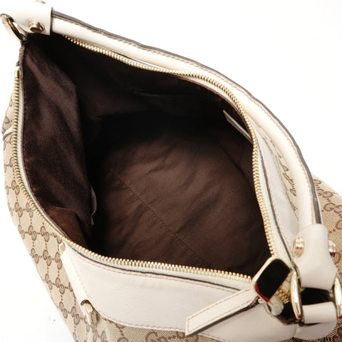 GUCCI GG Canvas Metal Gold Shoulder Bag beige WS28287