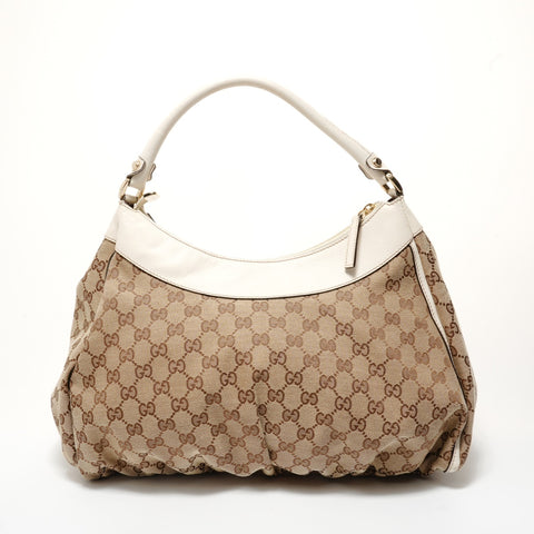GUCCI GG Canvas Metal Gold Shoulder Bag beige WS28287