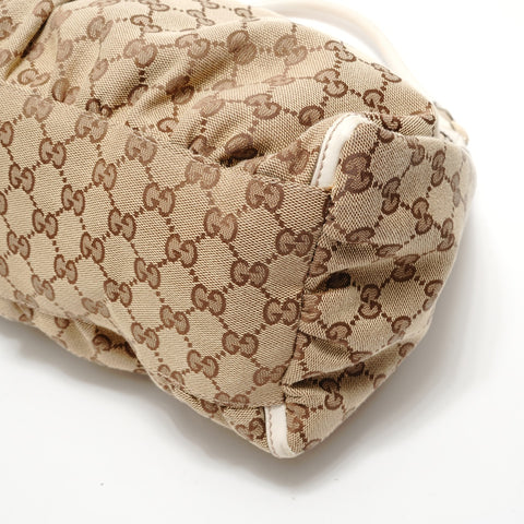 GUCCI GG Canvas Metal Gold Shoulder Bag beige WS28287
