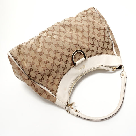 GUCCI GG Canvas Metal Gold Shoulder Bag beige WS28287