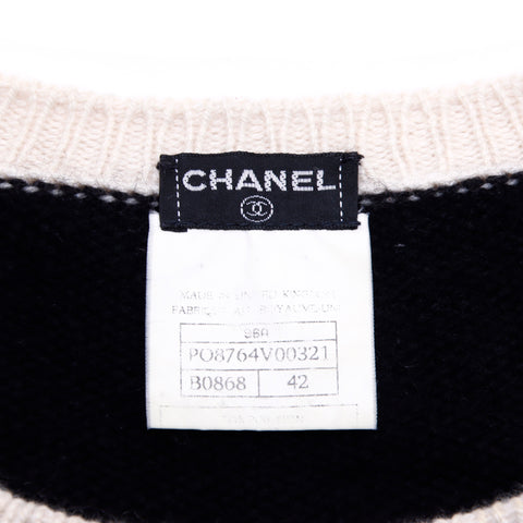 Chanel Coco Mark Knit Taille 42 1996 96a Pullage Cashmere Black WS2828