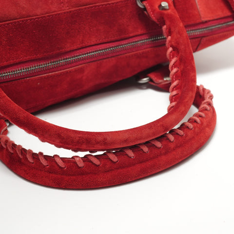 BALENCIAGA Suede The Work Handbag Red WS28290