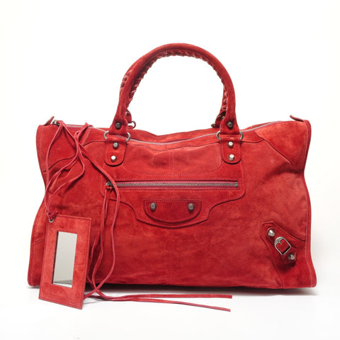 BALENCIAGA Suede The Work Handbag Red WS28290