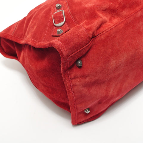 BALENCIAGA Suede The Work Handbag Red WS28290