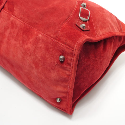BALENCIAGA Suede The Work Handbag Red WS28290