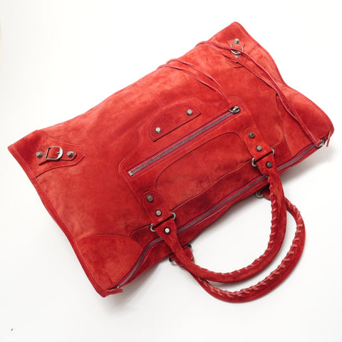 BALENCIAGA Suede The Work Handbag Red WS28290